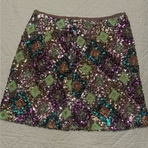 Zara Mini Sequin Skirt, diamond pattern, colorful.